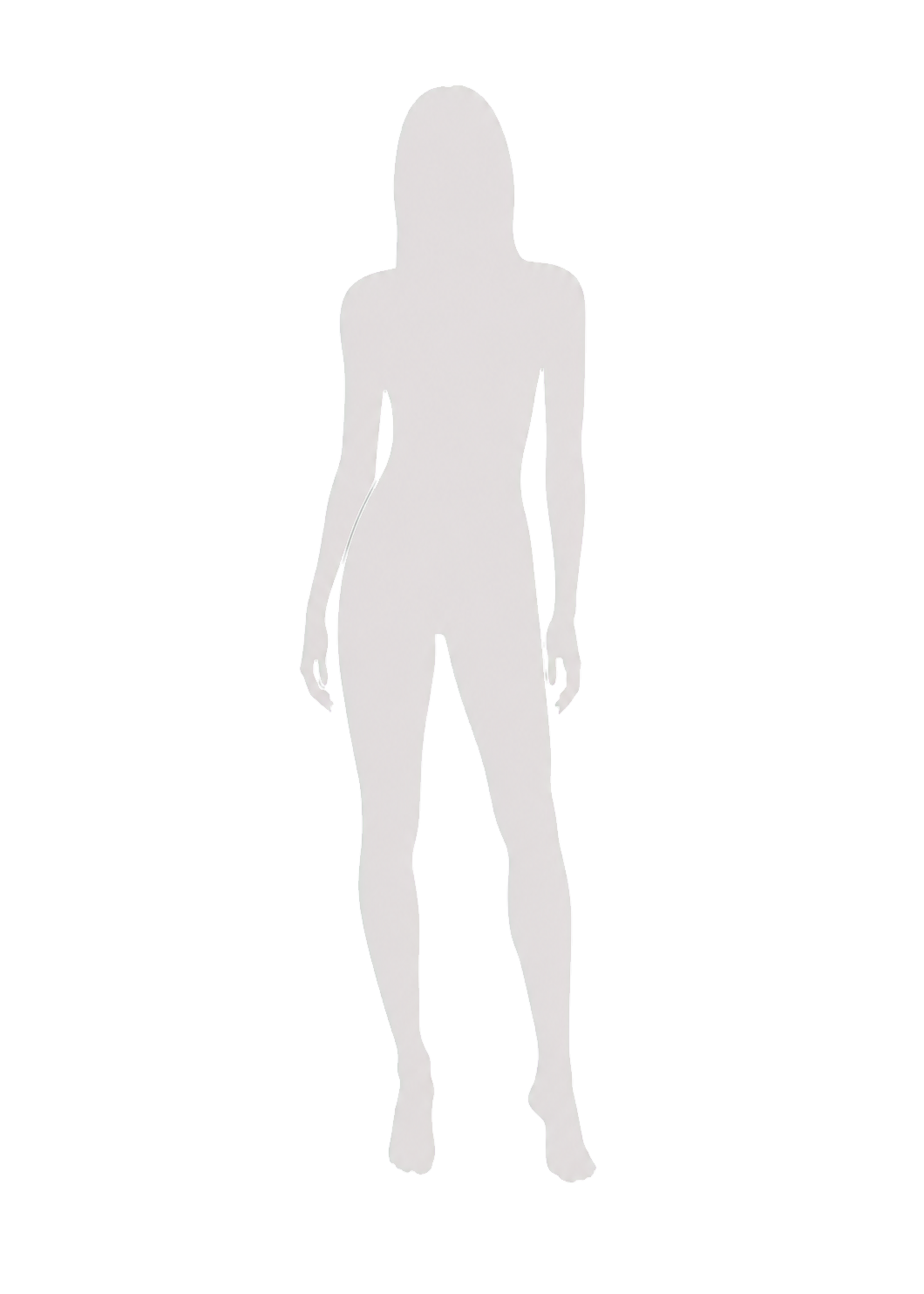 Guide showing where to measure the bust, waist and hips